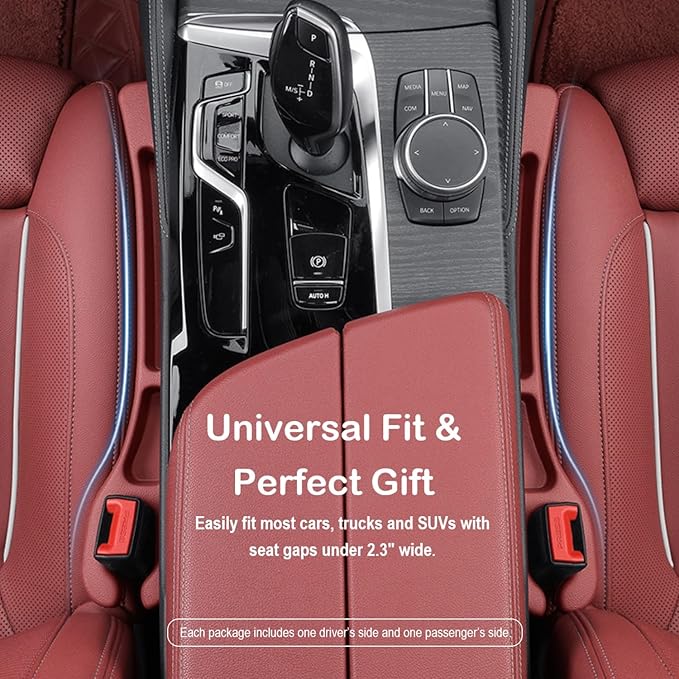 Car Seat Gap Filler, Auto Seat Gap Organizer Dual Storage Slot with Phone Holder, Universal Car Seat Catcher Accessories Plug Strip Fit Car SUV Truck, Fill the Space in Between Seat and Console, Red