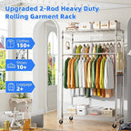 Simple Trending Rolling Clothes Rack, Clothing Rack, Garment Racks for Hanging Clothes, Freestanding Portable Closet Organize