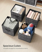 SONGMICS Storage Cubes, 11.8-Inch Non-Woven Fabric Bins with Double Handles, Set of 6, Closet Organizers for Shelves, Foldabl