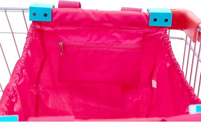 Handy Sandy Cart Caddy – 3-Pack Reusable Shopping Bags with Cart Clips | Heavy-Duty Grocery Organizer Tote Set | Eco-Friendly, Foldable, 40 lb Capacity | Red