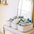 NaturalCozy 11.8"x8"x4.5” Storage Baskets for Shelves 3 Pack | Cotton Rope Woven Small Baskets for Organizing | Small Storage