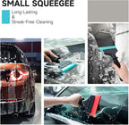 FOSHIO Small Squeegee for Window & Shower Glass Doors, Heavy Duty Metal Handle with 3 Rubber Blades & Car Windshield Ice Scrapers