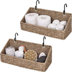 StorageWorks Woven Wall Baskets for Storage, Seagrass Baskets for Shelf, Wall Storage for Kitchen and Bathroom, Hanging Baske