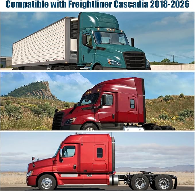 Side Window Sun Shade for Freightliner Cascadia 2018-2026, Custom Fit 210T Reflective Sunshade for Semi Truck, 6-Layer Heat Insulation Privacy Protector, Block 99% UV Rays, 2PCS