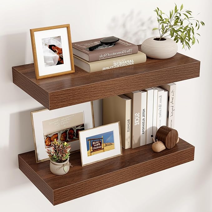 Floating Shelves for Wall, 24 Inch Wide x 12 Inch Deep Floating Shelves, Long Wood Floating Wall Shelf Shelves for Living Roo