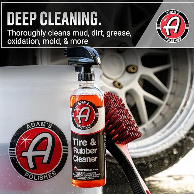 Adam's Polishes Tire & Rubber Cleaner (Gallon) - Removes Discoloration From Tires Quickly - Works Great on Tires, Plastic Tri