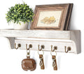 Rebee Vision Pine Wood Key Holder Wall Mount with Shelf for Farmhouse Decor - Rustic Wall Mail Organizer Wall Mounted for Liv