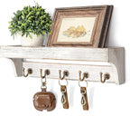 Rebee Vision Pine Wood Key Holder Wall Mount with Shelf for Farmhouse Decor - Rustic Wall Mail Organizer Wall Mounted for Liv