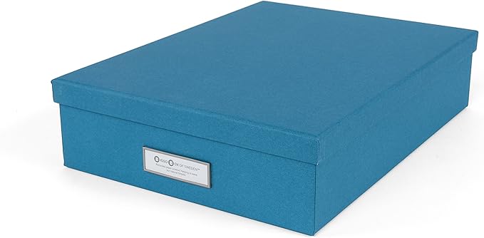 Bigso Oskar Fiberboard Label Frame Document Letter Box - File Organizer Box for Important Paperwork - Document Storage with a