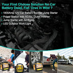 1800A Car Jump Starter with Air Compressor 150PSI,12V Portable Heavy Duty Battery Jump Box (8.0L Gas/6L Diesel), Battery