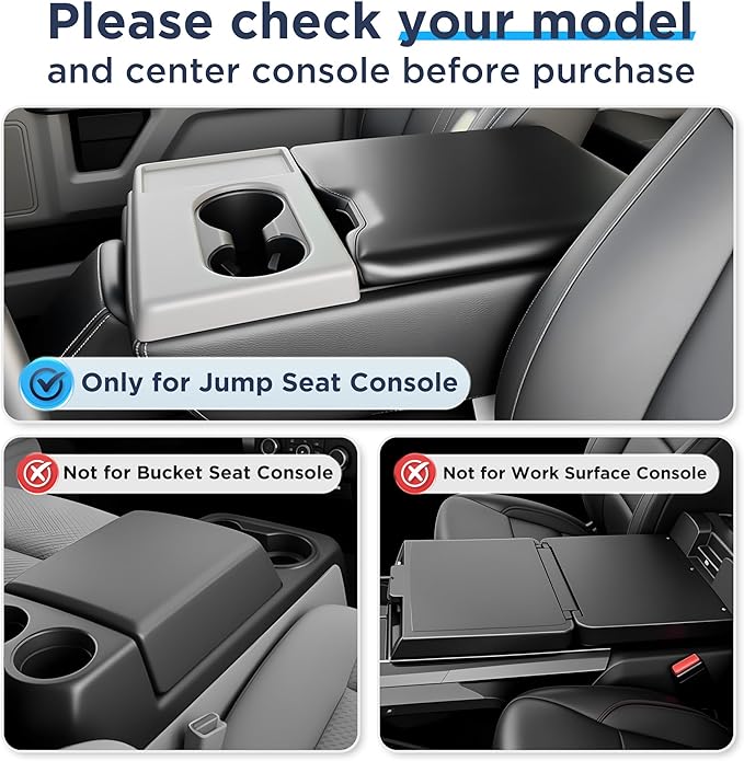2011-2026 For Ford F150 F250 F350 F450 F550 F650 Front Seat Headrest Oraganizer [Large Cup Holder] Console Storage F150 F250 F350 F450 F550 F650 Super Duty Accessories(Jump Seat Only) Black