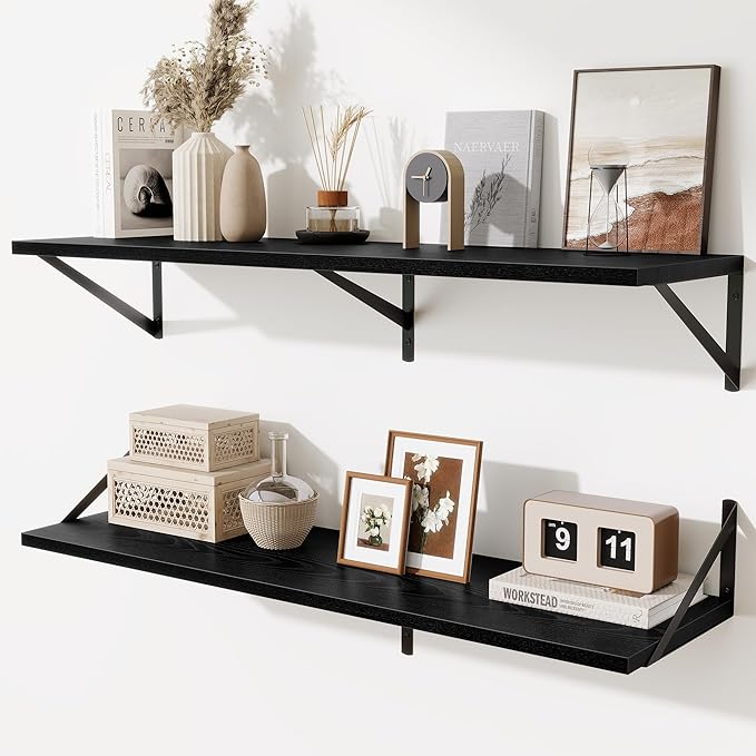 Floating Shelves for Wall,40" Wall Mounted Shelves Set of 2,Long Wood Floating Shelves,Hanging Wide Display & Storage Shelf w