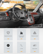 Hoolcar Steering Wheel Cover Trim Compatible with Chevrolet Silverado Tahoe Suburban Avalanche Sierra Yukon 2007-2013 Interior Accessories Steering Wheel Trim, Carbon Fiber