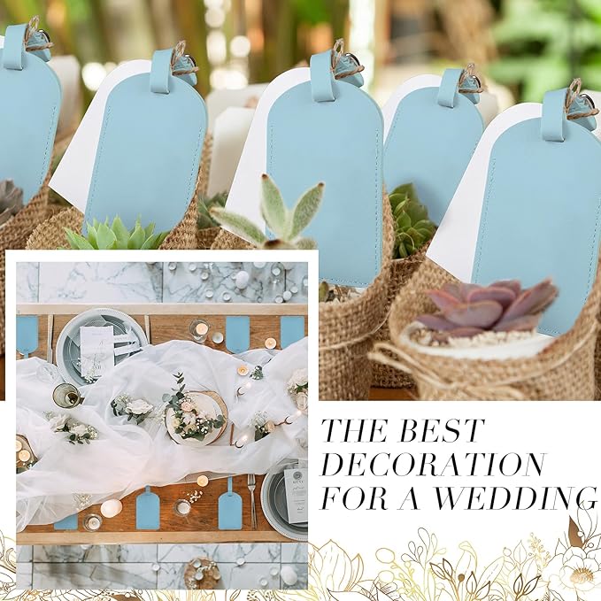 Amylove 48 Sets Leather Luggage Tags Bulk Wedding Favors Luggage Tags for Guests Bridal Gifts Wedding Bridal Shower Gift PU L