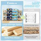 EXPERLAM Extra Large Toy Storage - Toy Storage Organizer, Wooden Toy Organizer with 6 Side Shelves and 12 Bins, 3-in-1 Booksh