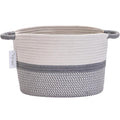 Hinwo Oval Cotton Rope Storage Basket Collapsible Nursery Storage Box Container Organizer with Handles, 13 x 10 inches, Off W