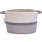 Hinwo Oval Cotton Rope Storage Basket Collapsible Nursery Storage Box Container Organizer with Handles, 13 x 10 inches, Off W