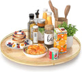 24 Inch Extra Large Lazy Susan Turntable - Premium Solid Oak Wood & Iron | Rustic Farmhouse Rotating Tray for Dining Table, K