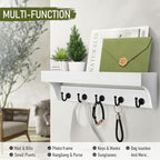Rebee Vision Key and Mail Holder for Wall with Floating Shelf : Decorative Hanging Organizer with 5 Sturdy Keys Hooks and Wal