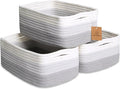 NaturalCozy 11.8"x8"x4.5” Rectangle Storage Baskets for Shelves 3 Pack | Cotton Rope Woven Small Baskets for Organizing | Sma