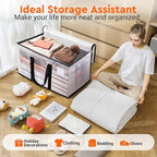 BlissTotes Clear Moving Bags Heavy Duty, 93L Extra Large Storage Bags with Zipper & Reinforced Handles, Waterproof PP Moving 