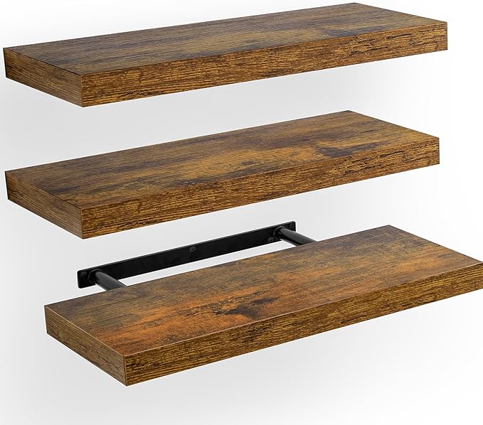AMADA HOMEFURNISHING Floating Shelves, Wall Shelves for Bathroom/Living Room/Bedroom/Kitchen Decor, Decor Shelf with Invisibl