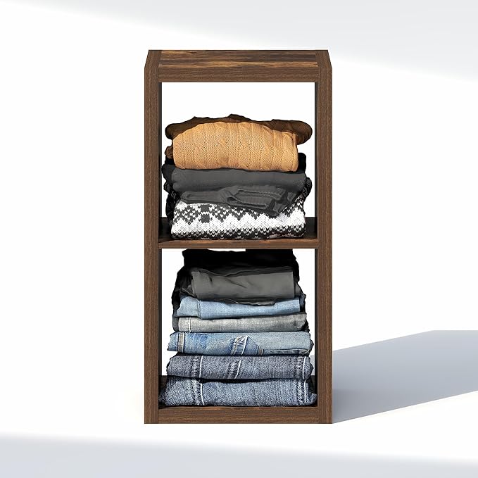 Furinno Cubic Closet Organizers and Storage, 2-Cube Closet Organizer, Open Shelf Closet Storage, Extra Thick Frame for Wardro