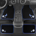 CAR PASS Universal Fit Embroidery Butterfly and Flower Car Floor Mats, Blue Car Floor Mats Fit 95% Automotive,SUVS,Sedan,Vans