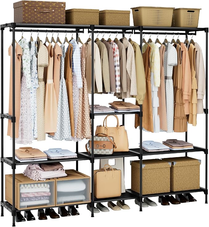 CASAMAYA Clothes Rack, Portable Closet, 71.7 Inch Large Capacity Wardrobe Closet, Clothes Storage Organizer with Shelves and 