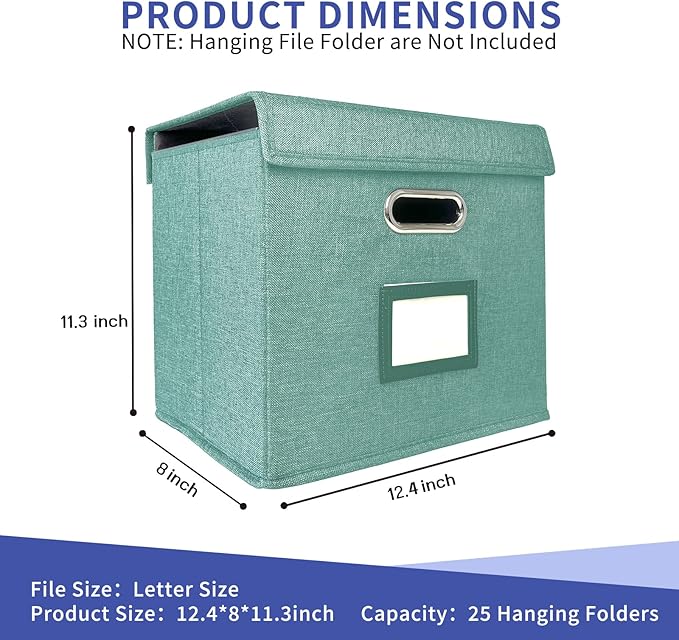 4 Pack Hanging File Folder Box with Lid, Durable Letter Size Filing Storage Box, Sturdy Magazine File Holder with Cardboard S