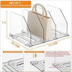 Yieach 2 Pack Acrylic Purse Organizer for Closet,Adjustable Purse Dividers and Handbags Storage Organizer,Clear Shelf Divider