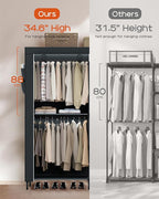 CASAMAYA Clothes Rack, Portable Closet, 54.7 Inch Large Capacity Wardrobe Closet with Cover, Clothes Storage Organizer with S