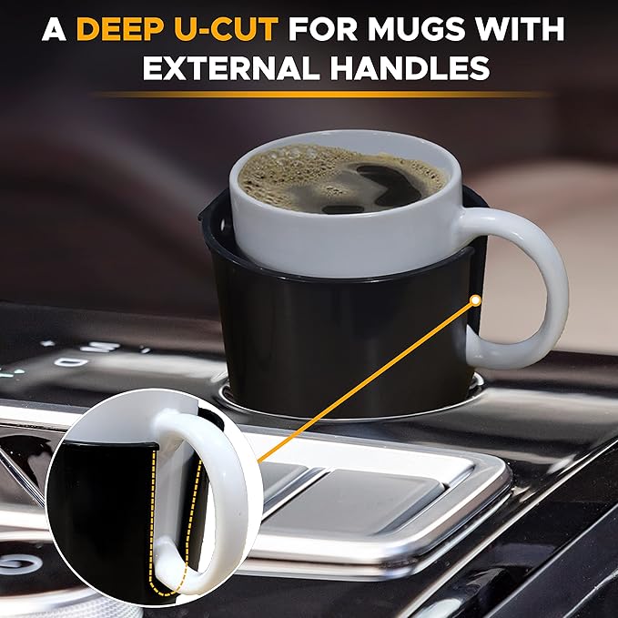 EcoNour Car Cup Holder Expander | Fits 32/40 oz Hydro Flasks, Yeti, Nalgene & Large Bottles up to 3.8" | Universal Cup Adapte