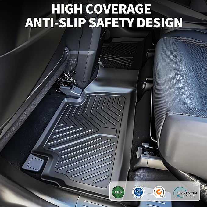 YITAMOTOR Floor Mats & Cargo Mat for Hyundai Santa Fe 2023 2022 2021 (Not for Hybrid), Includes 2 Rows and Cargo Liner Set,TPE All-Weather Floor Mat Set Liners, Black