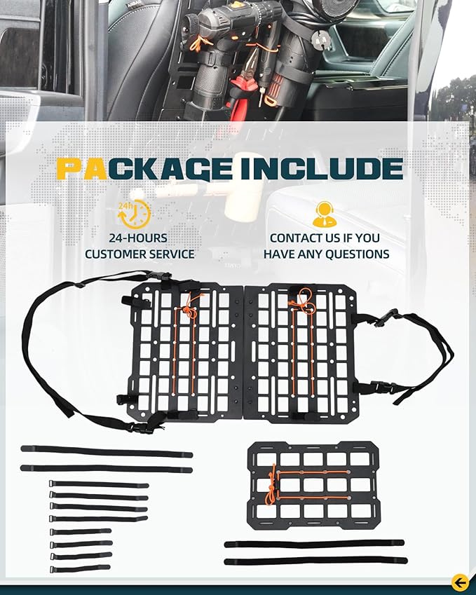 Rigid MOLLE Panel Seat Back & Headrest MOLLE Panel For Truck Pickup Vehicles Universal Truck Seat Back Organizer