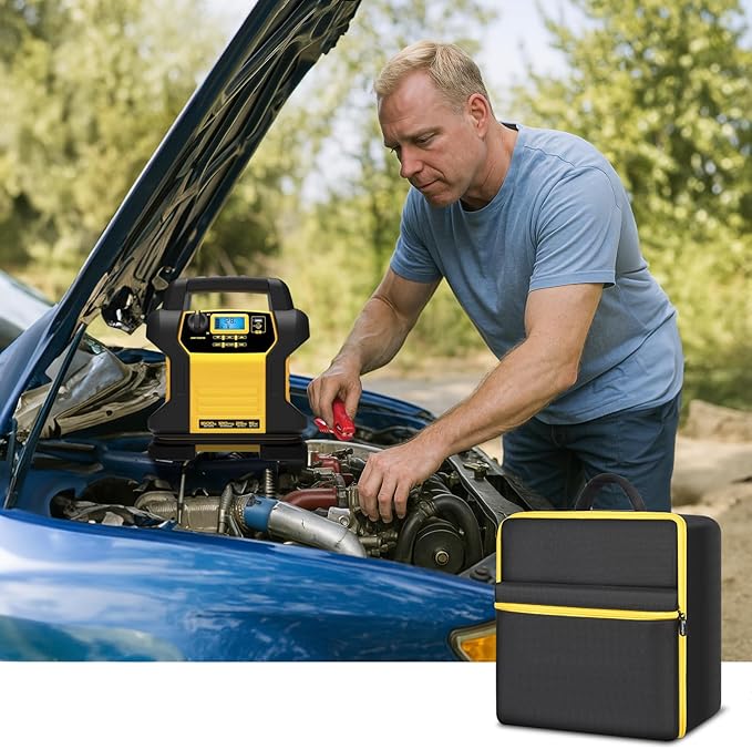 Car Jumper Starter Storage Bag Compatible with DEWALT DXAEJ14 Digital Portable Power Station Air Compressor, Carrying Case