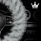 Fuzzy Winter Steering Wheel Covers for Women, Warm Cute Fluffy Car Wheel Cover for F150, Trucks, Jeep, Van, Soft Furry Auto Plush Large Car Handle Cover for Cold Weather, 15.2-16in, Gray