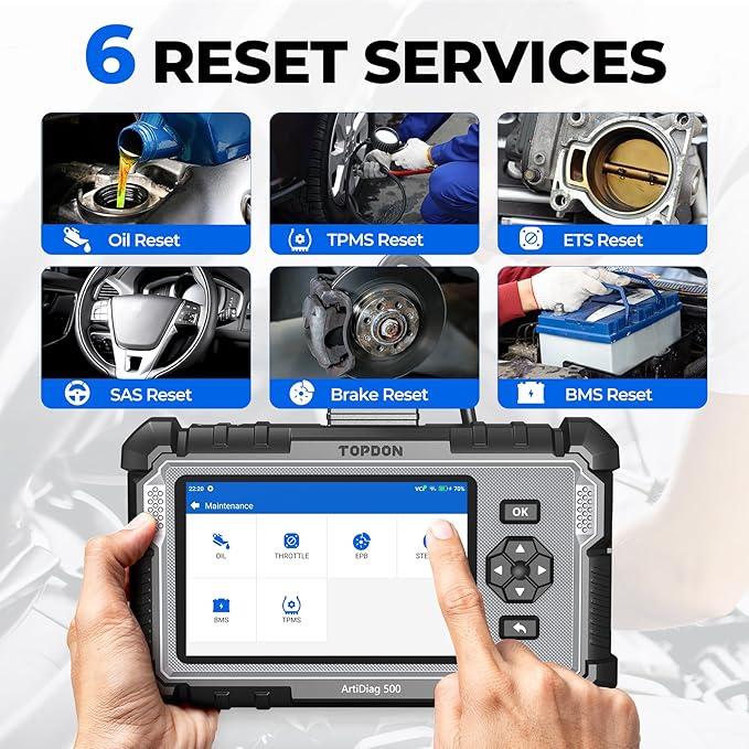 OBD2 Scanner TOPDON AD500, Oil SAS Throttle TPMS BMS EPB Reset, Engine ABS SRS Transmission, Diagnostic Scan Tool, AutoVIN,