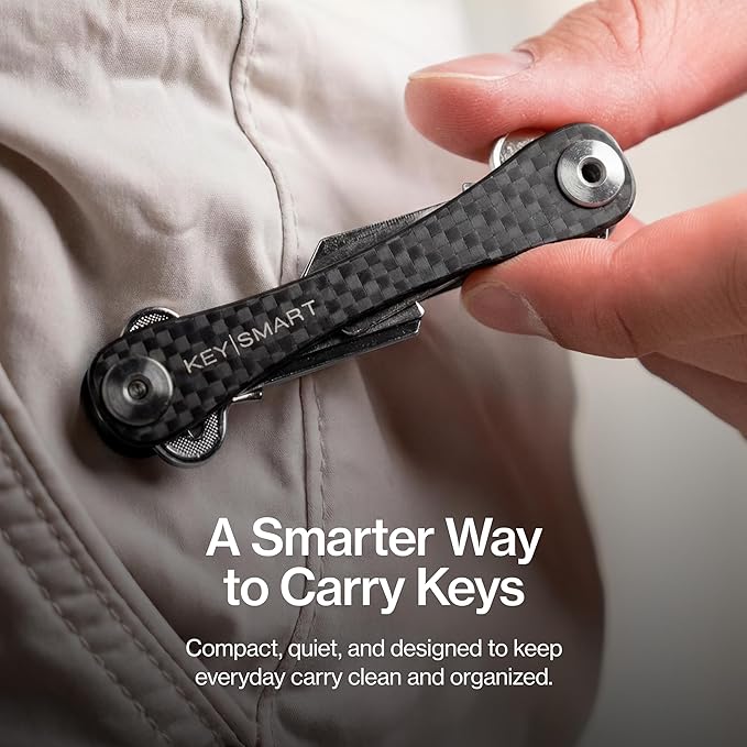KeySmart Original Key Holder - Compact Key Organizer for Key Chain, Minimalist Clutter-Free EDC Keychains Key Ring, Carbon Fi