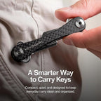 KeySmart Original Key Holder - Compact Key Organizer for Key Chain, Minimalist Clutter-Free EDC Keychains Key Ring, Carbon Fi