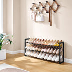 FAVOOSTY 3-Tier Expandable Shoe Rack, Adjustable Shoe Shelf Storage Organizer Space Saving Metal Free Standing Shoe Rack for 