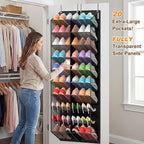 UVIAHOMI 30 Pairs Over the Door Shoe Organizer, Breathable Mesh Pocket Hanging Shoe Storage for Closet, 10-Tier Door Shoes Ra