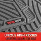 Motor Trend FlexTough™ Baseline Rubber Car Floor Mats with Trunk Mat Cargo Liner, Front & Rear Combo Set fits Most Car SUV Van Coupe Sedan, Heavy Duty All Weather Trim to Fit