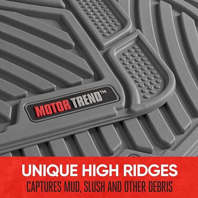 Motor Trend FlexTough™ Baseline Rubber Car Floor Mats with Trunk Mat Cargo Liner, Front & Rear Combo Set fits Most Car SUV Van Coupe Sedan, Heavy Duty All Weather Trim to Fit
