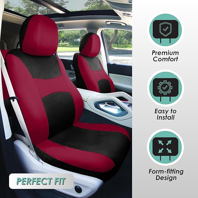 FH Group Car Seat Covers Full Set Cloth,Universal Fit combo,Washable Automotive Seat Covers,Low Back Front Seat Covers,Airbag