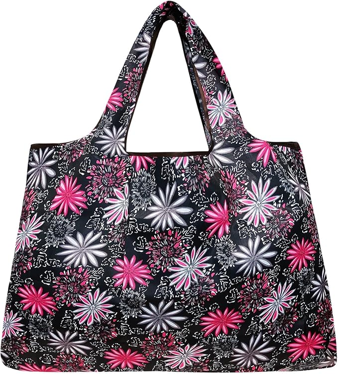 allydrew Large Foldable Tote Nylon Reusable Grocery Bags, 6 Pack