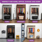 HOLDN’ STORAGE Portable Wardrobe Closet - 50 lb Capacity, Internal Heavy Duty Metal Rod, Zipper & Clear Window, Durable Cloth