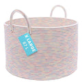 OrganiHaus Large Woven Storage Basket for Blankets and Toys 20" x 13" Inch, Rope Laundry Basket with Handles, Cushions & Pill