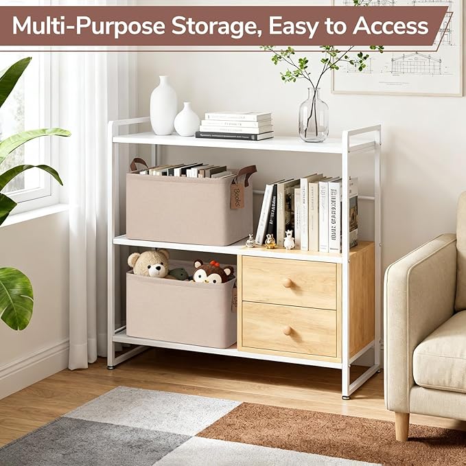 CHICVITA 4 Pack Large Storage Baskets for Shelves, Collapsible Towels Organizer Bins with Metal Frame, Closet Organizers and 