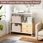 CHICVITA 4 Pack Large Storage Baskets for Shelves, Collapsible Towels Organizer Bins with Metal Frame, Closet Organizers and 